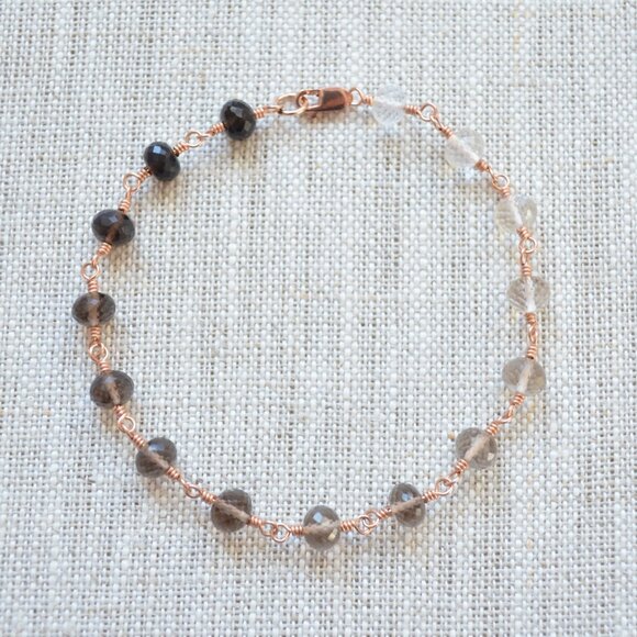 Smoky Quartz Ombre Bracelet in Rose Gold - Picture 5 of 11